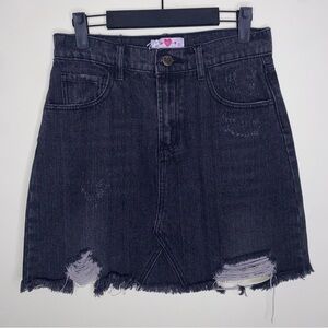 NWT Buddy Love Sharon Charcoal Black Denim Distressed Skirt Size 27
